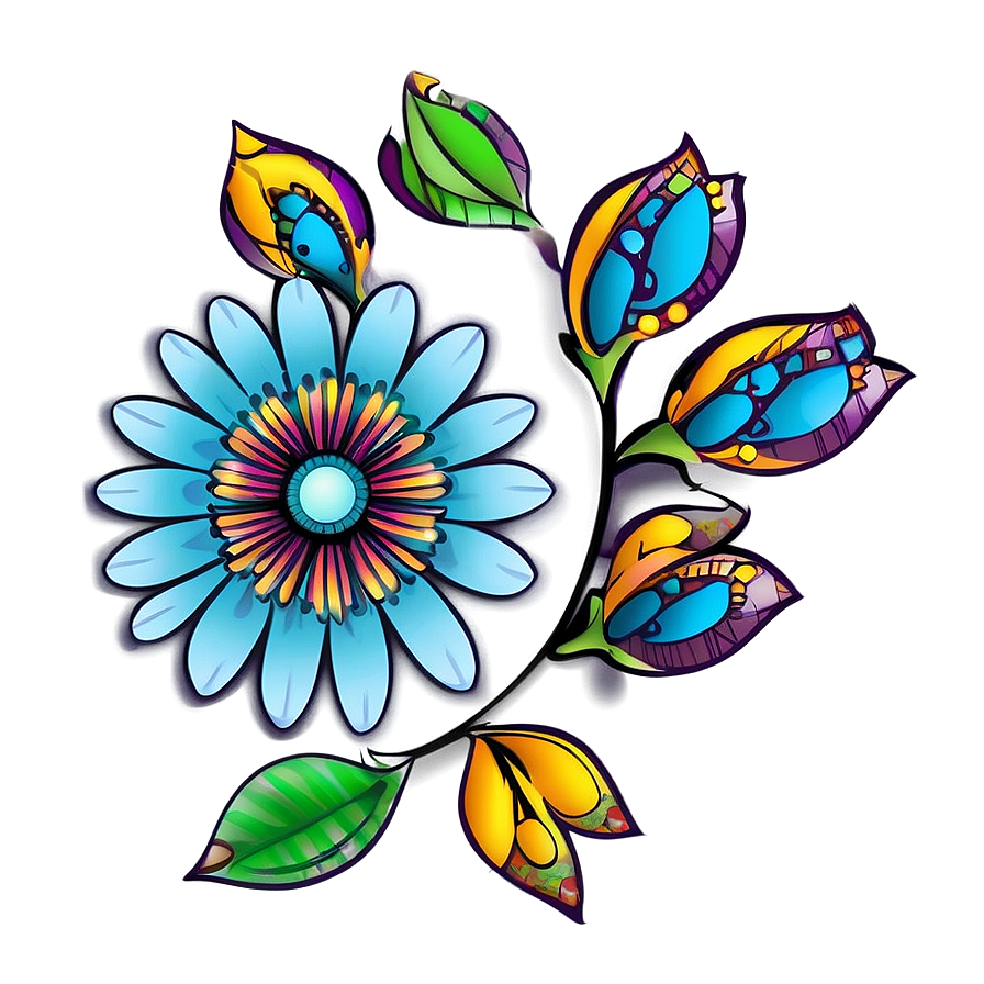 Bohemian Flower Art Png Jta69 PNG image