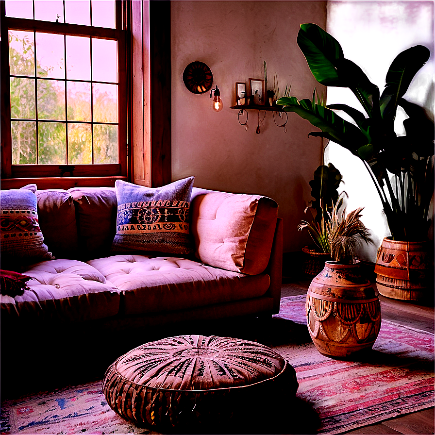 Bohemian Living Room Vibe Png 11 PNG image