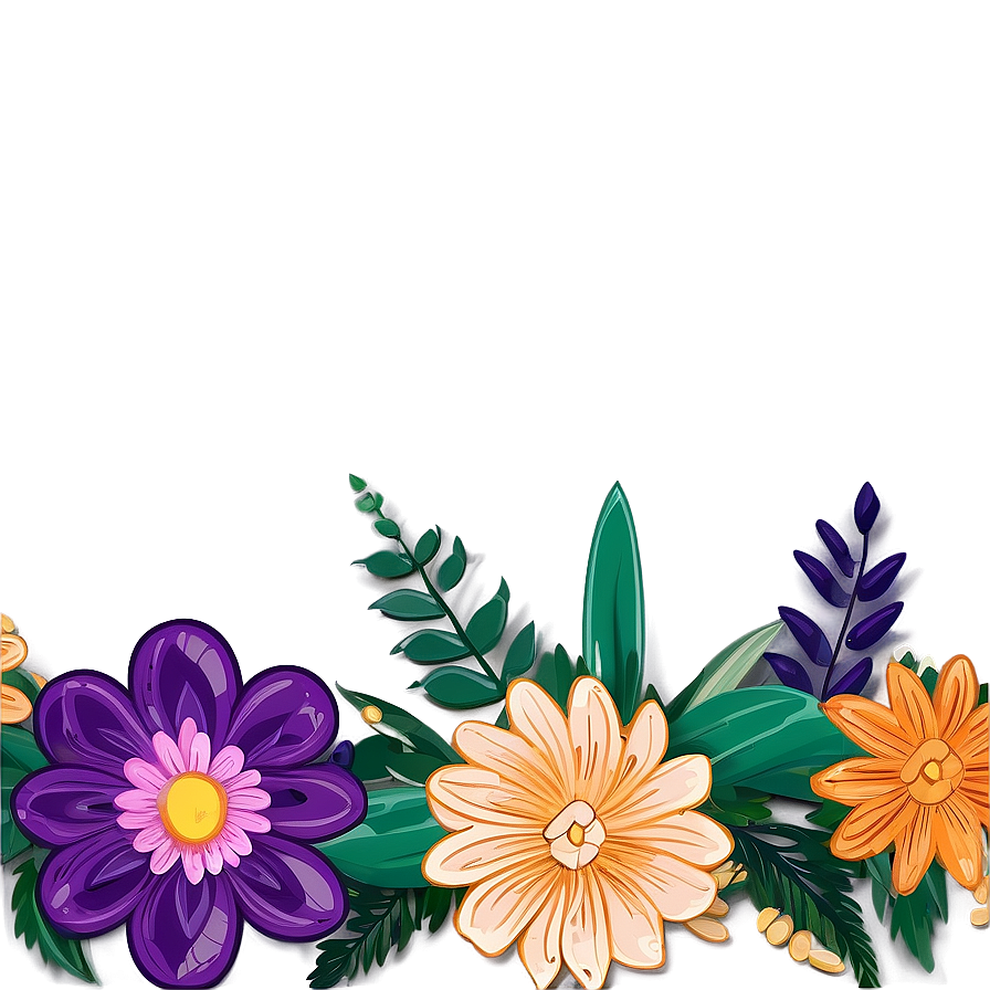 Boho Flowers Border Png 06272024 PNG image