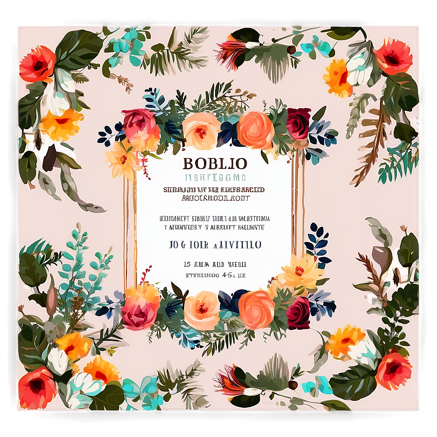 Boho Flowers Invitation Png 06272024 PNG image