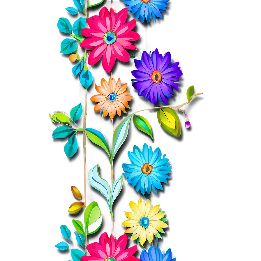 Boho Flowers Mural Png 21 PNG image