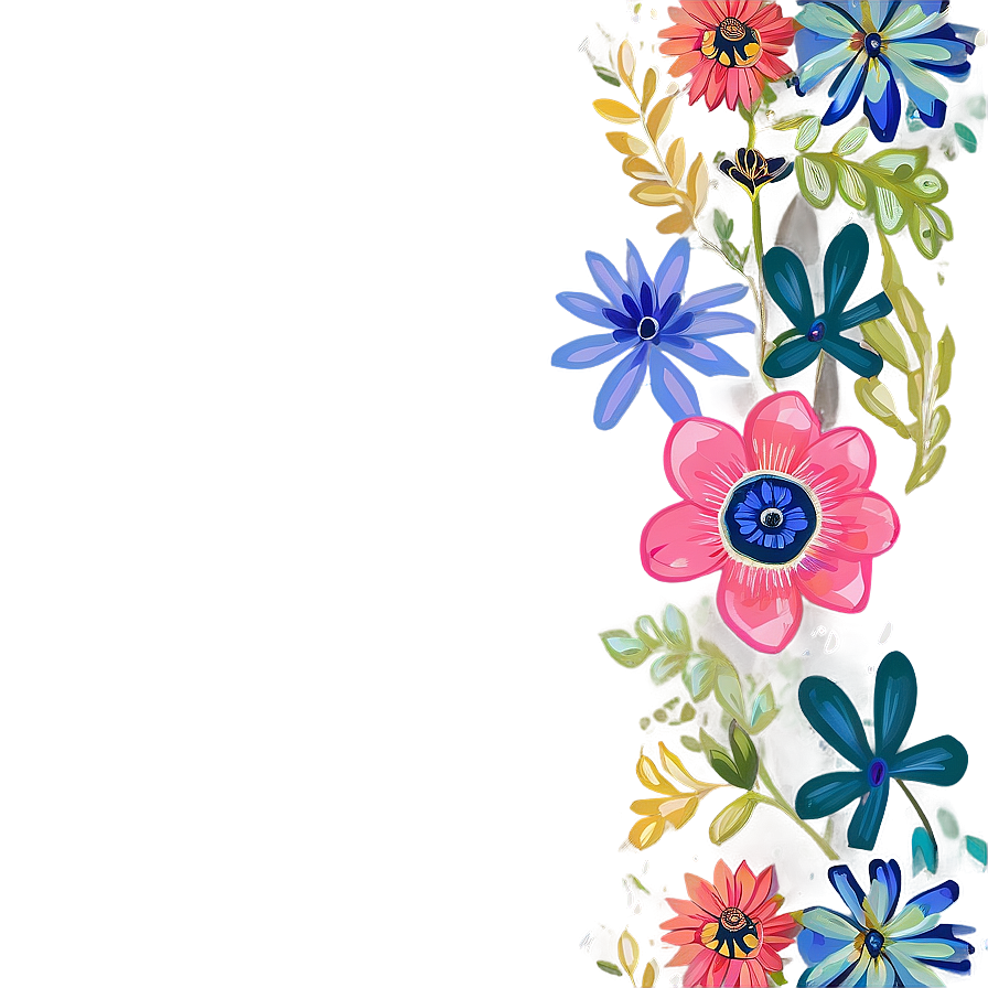 Boho Flowers Mural Png 68 PNG image