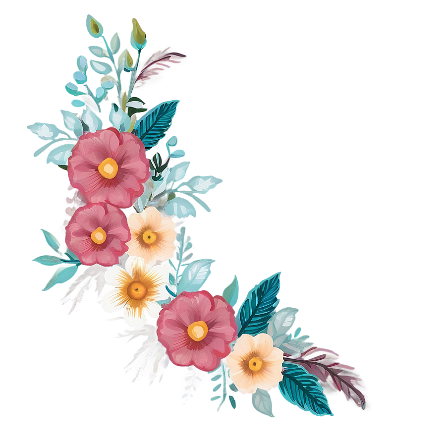 Boho Flowers Mural Png Djf PNG image