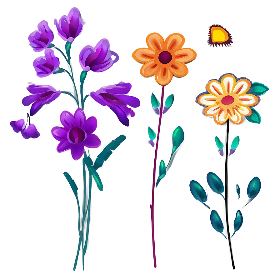 Boho Flowers Outline Png 81 PNG image