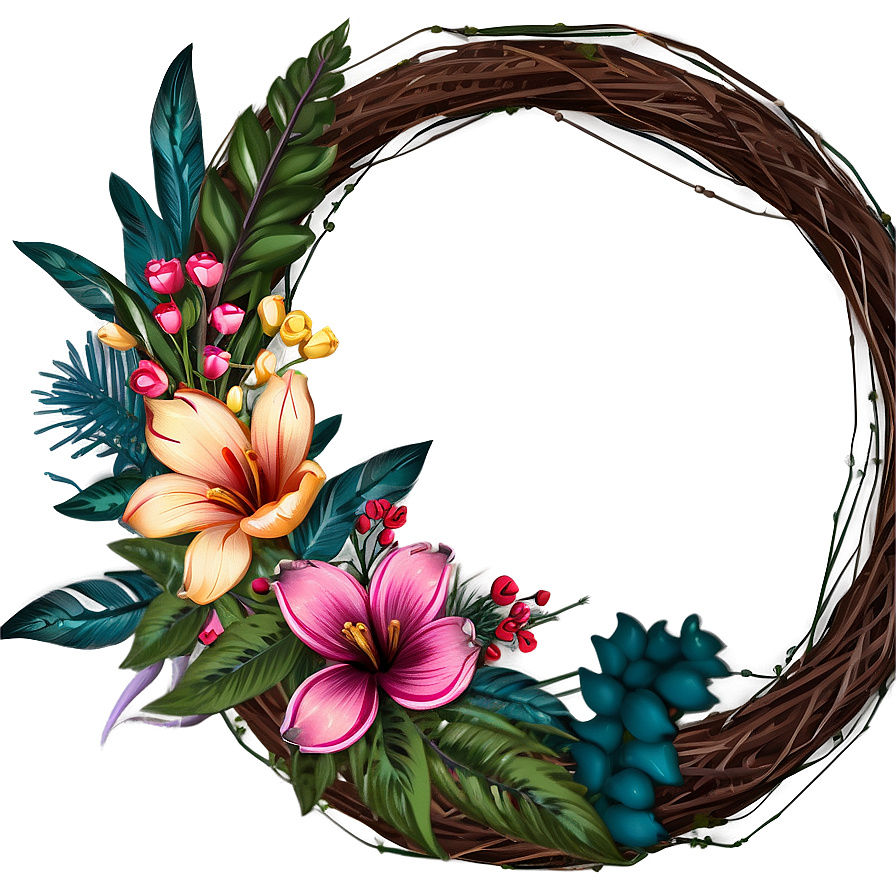 Boho Flowers Wreath Png Yur PNG image