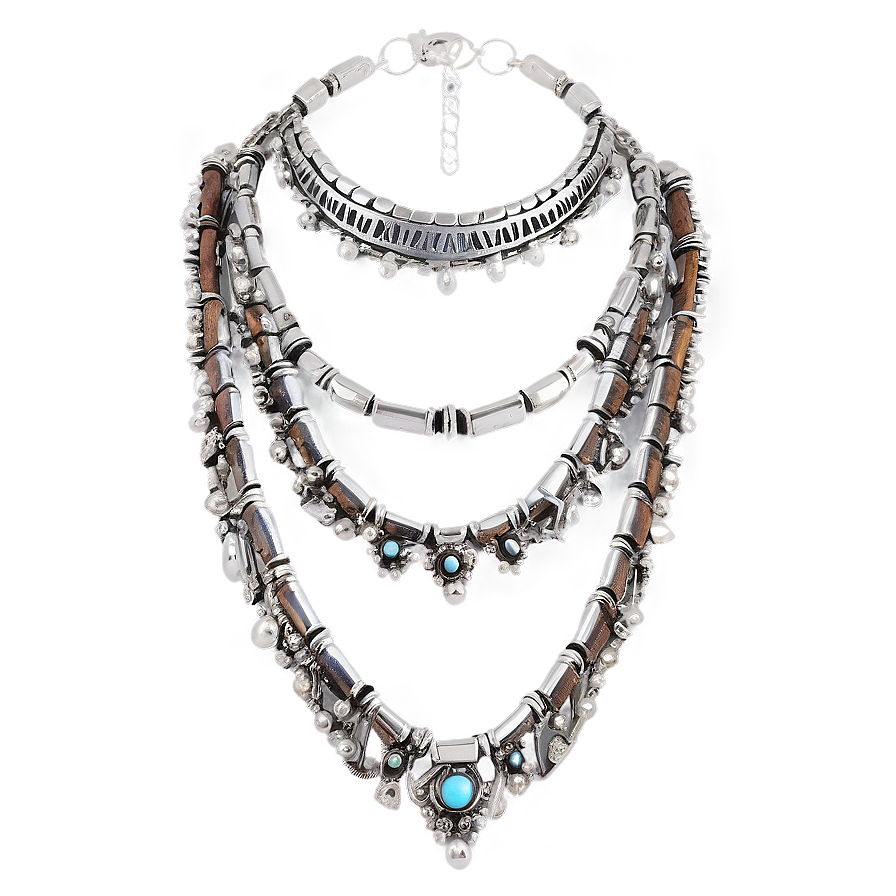 Boho Silver Necklace Png Vfx28 PNG image