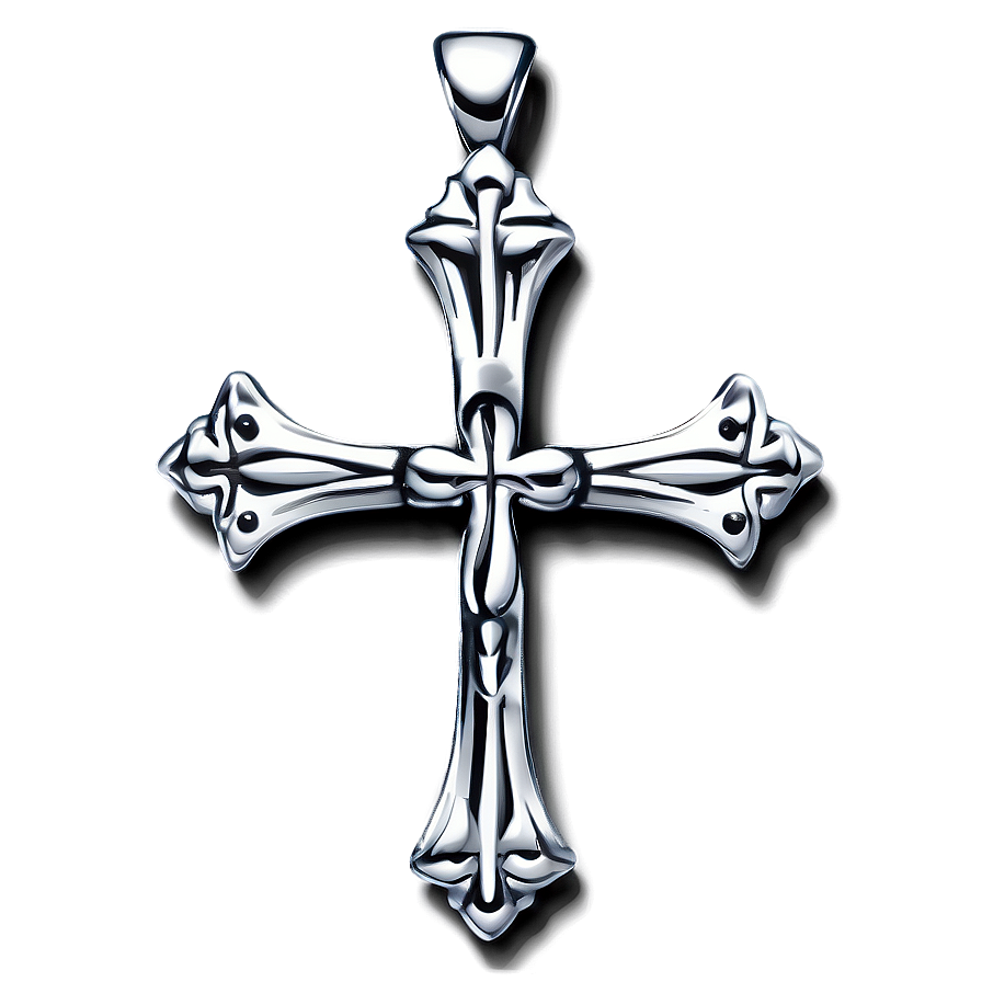 Bold Chrome Heart Cross Art Png Tam23 PNG image