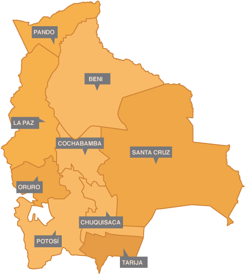 Bolivia Administrative Divisions Map PNG image