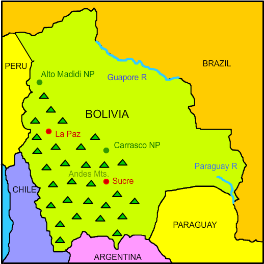 Bolivia Geographical Mapwith Key Locations PNG image