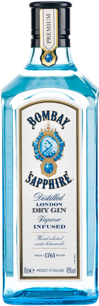 Bombay Sapphire Gin Bottle PNG image