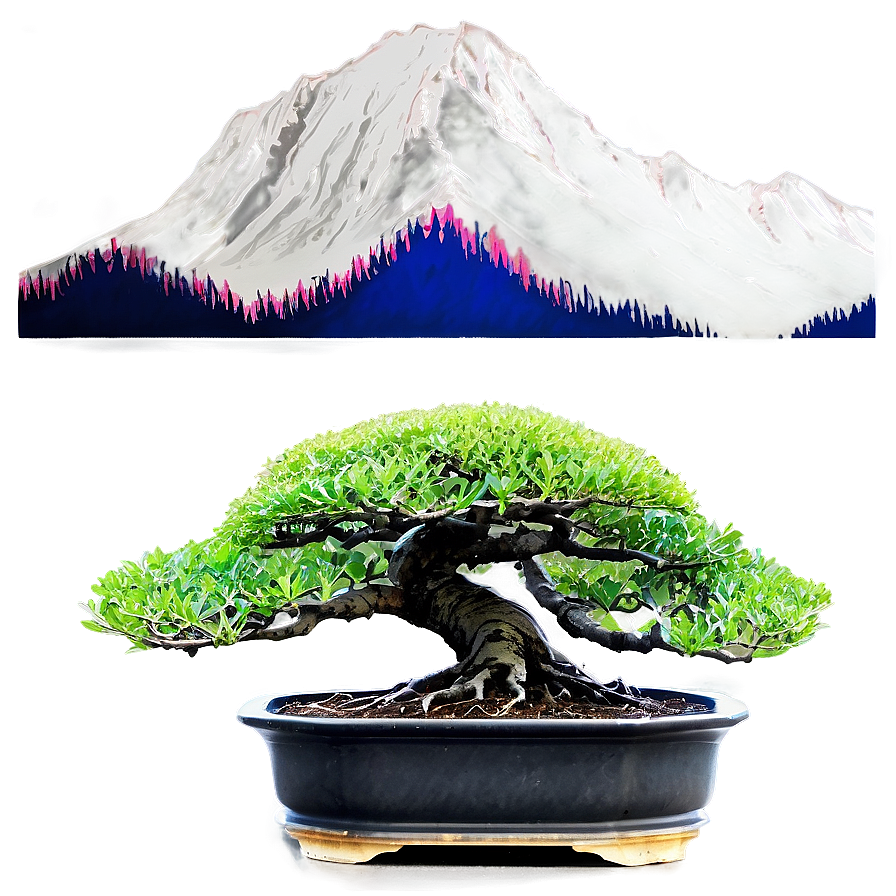 Bonsai Tree With Mountain Background Png Qag55 PNG image