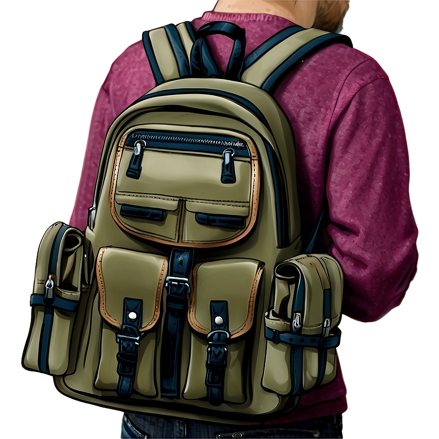 Book Bag With Side Pockets Utility Png Iuu PNG image