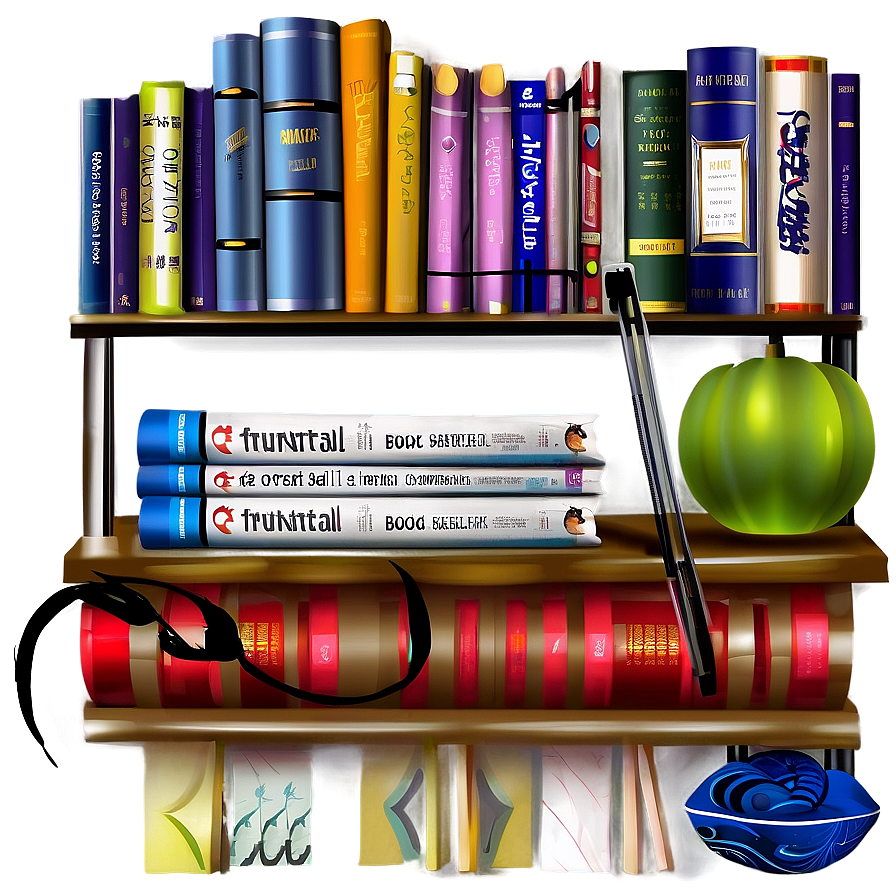 Books On Wall Shelf Png 74 PNG image