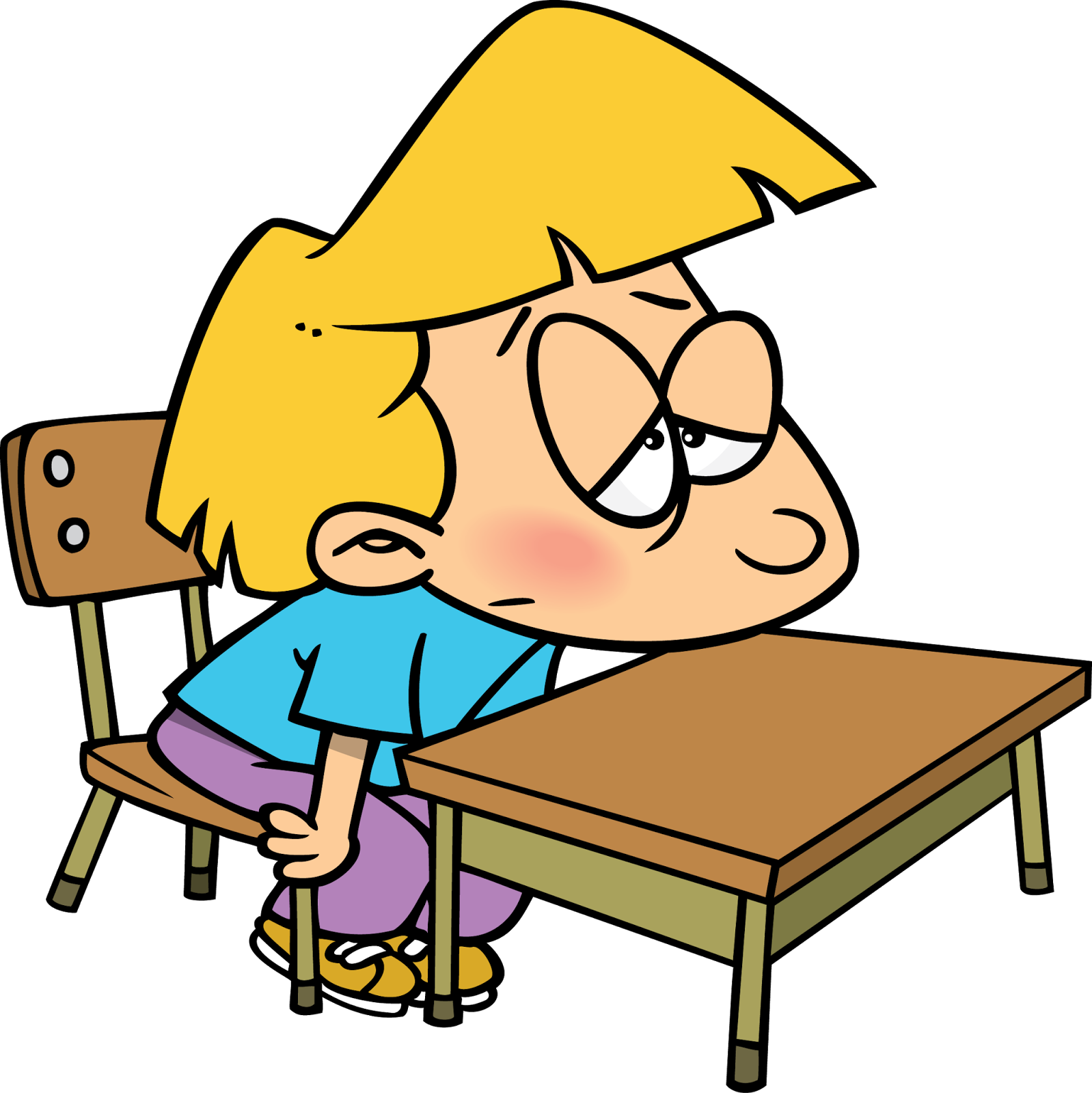 Bored Blond Child Cartoon PNG image