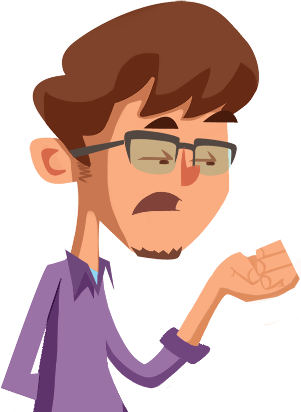 Bored Cartoon Man Glancingat Watch PNG image