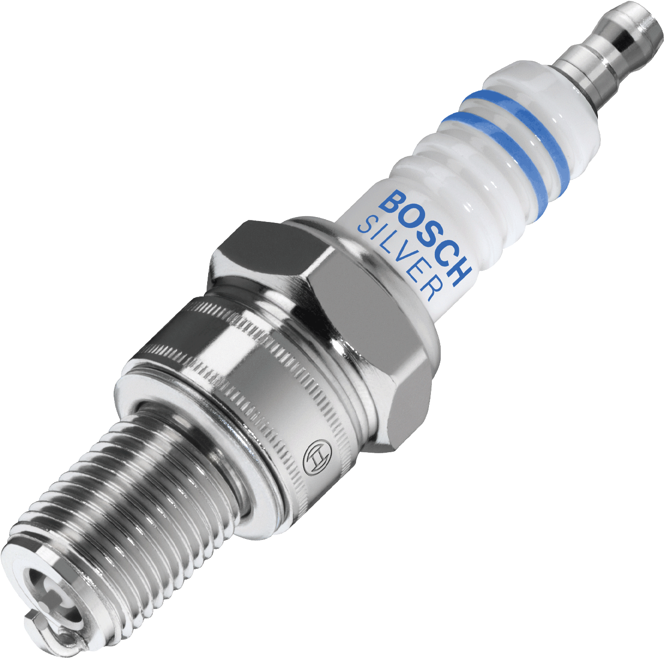 Bosch Silver Spark Plug PNG image