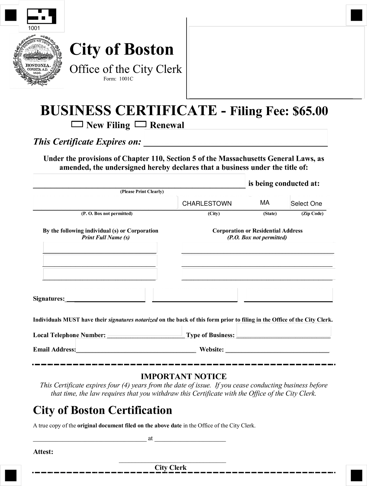 Boston Business Certificate Template PNG image