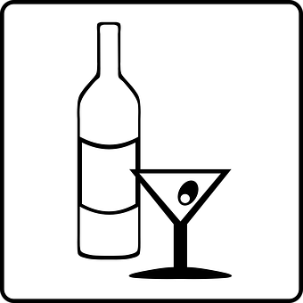 Bottle_and_ Martini_ Glass_ Icon PNG image