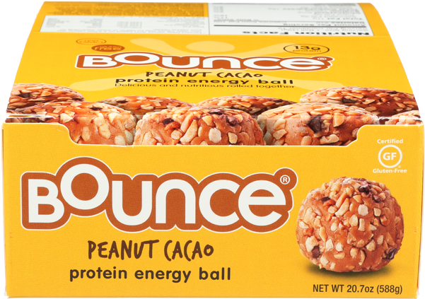 Bounce Peanut Cacao Protein Energy Ball Packaging PNG image