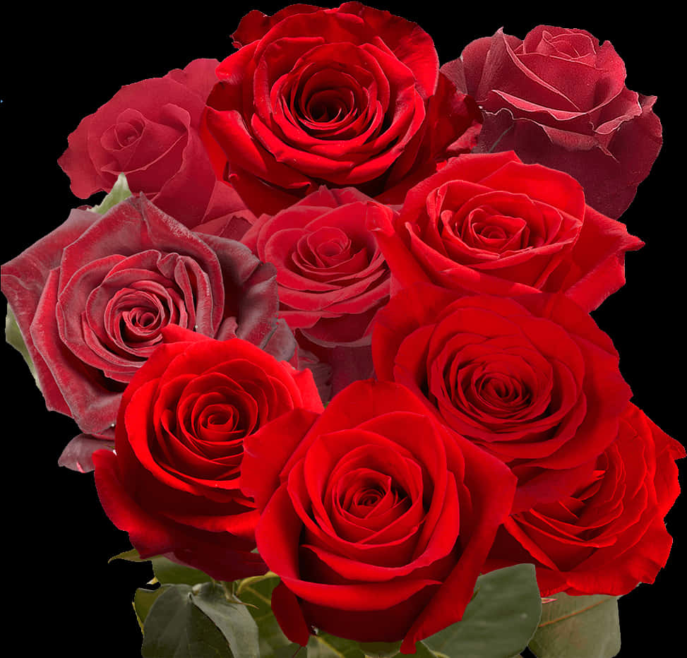 Bouquet_of_ Red_ Roses_ Black_ Background.jpg PNG image