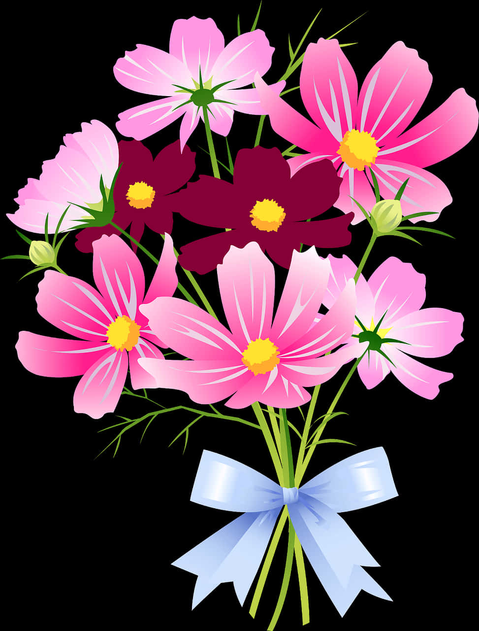 Bouquetof Pink Daisies Illustration PNG image