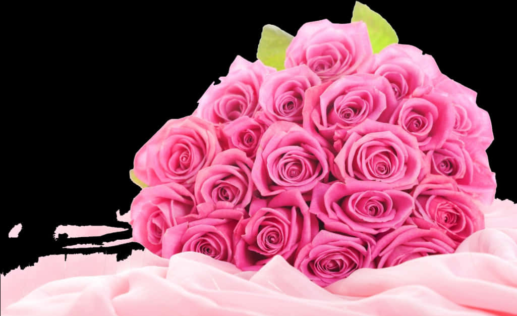 Bouquetof Pink Roseson Black Background PNG image