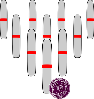 Bowling Pinsand Ball Setup PNG image