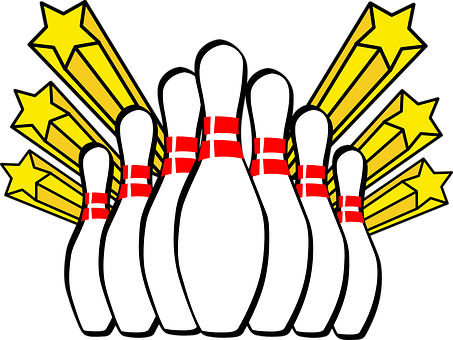 Bowling Pinsand Strike Symbol PNG image