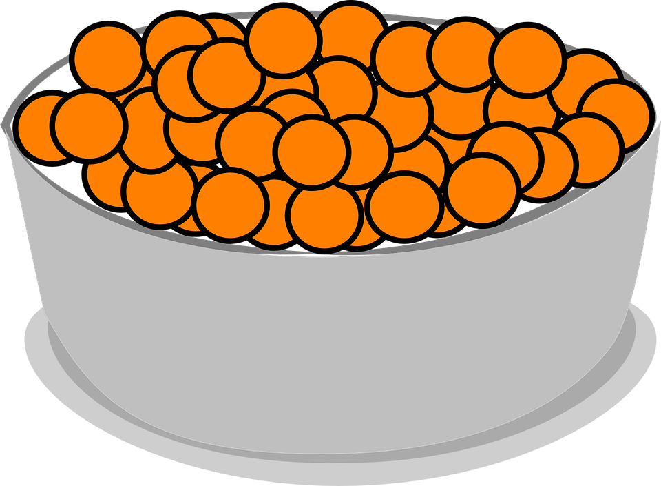 Bowlof Orange Cereal Balls PNG image