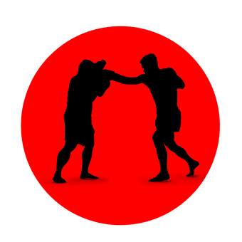 Boxing Silhouettes Red Background PNG image