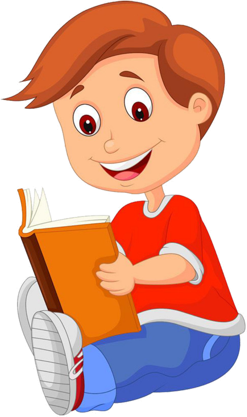 Boy Reading Book Cartoon PNG image