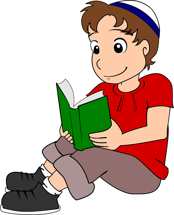 Boy Reading Book Cartoon PNG image