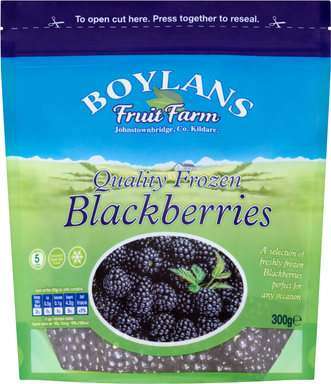 Boylans Frozen Blackberries Packaging PNG image