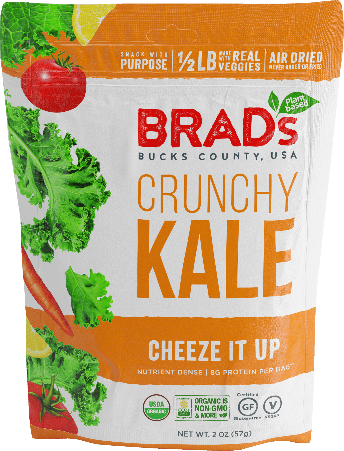 Brads Crunchy Kale Cheese Snack Package PNG image