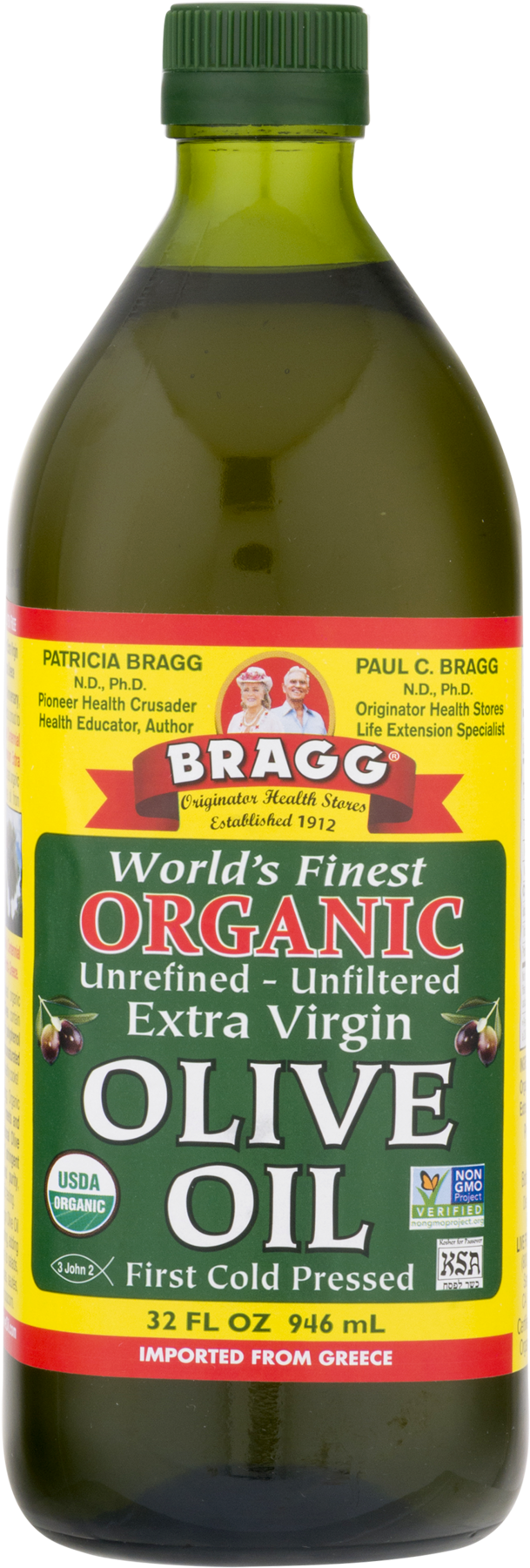 Bragg Organic Extra Virgin Olive Oil Bottle PNG image