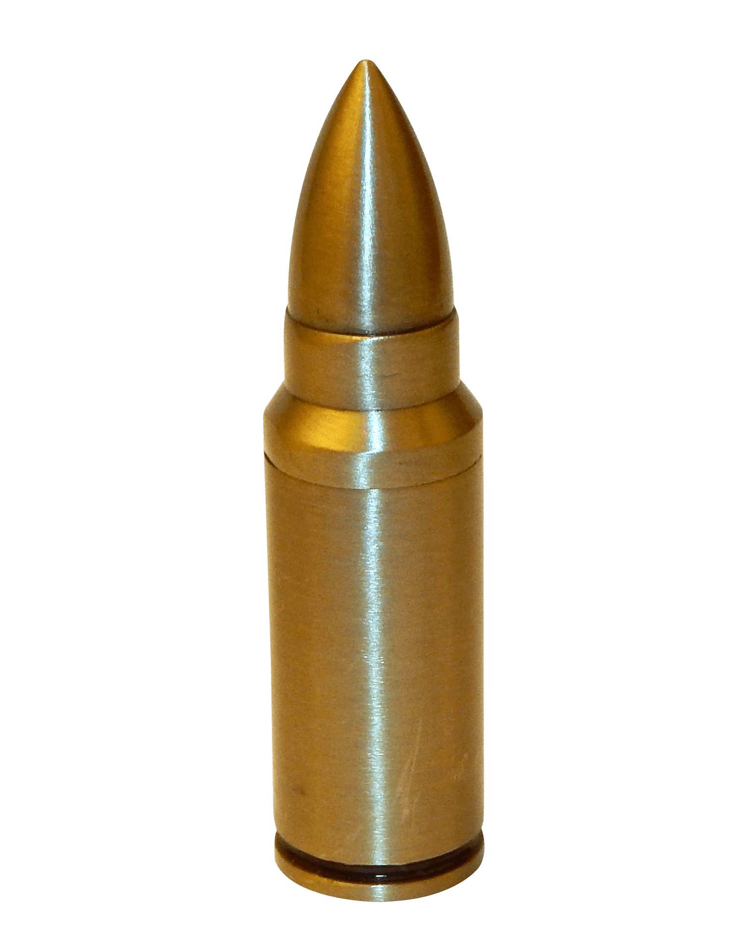 Brass Bullet Against Gray Background PNG image