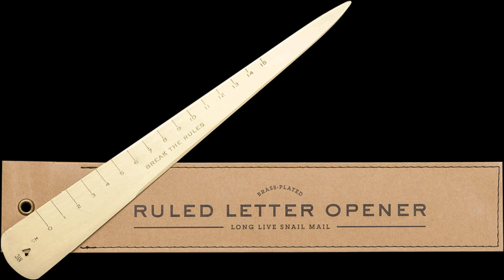 Brass Plated Ruler Letter Opener PNG image