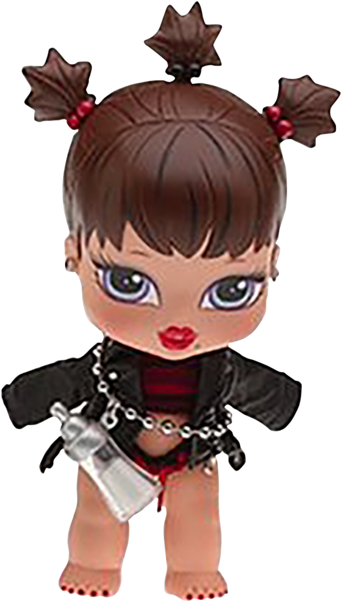 Bratz Dollin Black Outfitwith Bottle PNG image