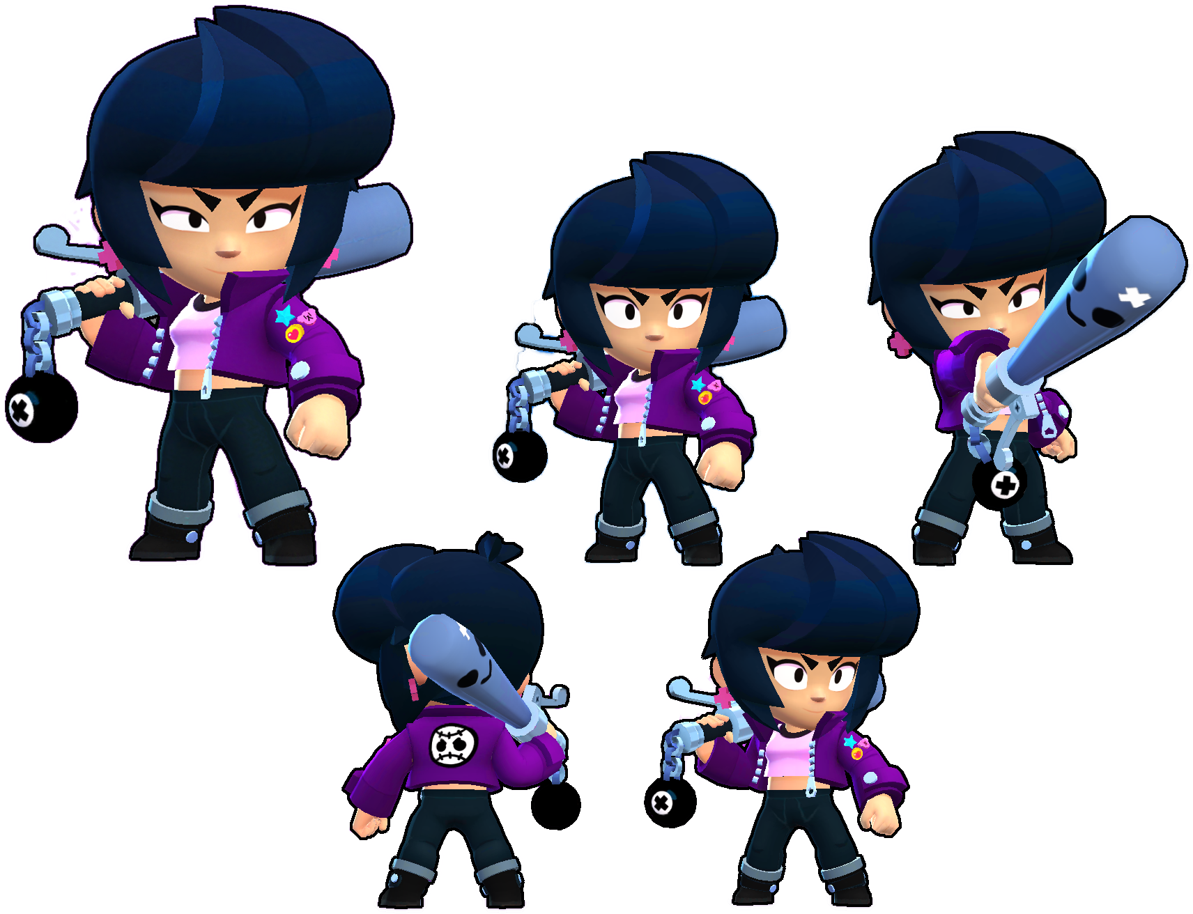 Brawl Stars Character Shelly Poses PNG image