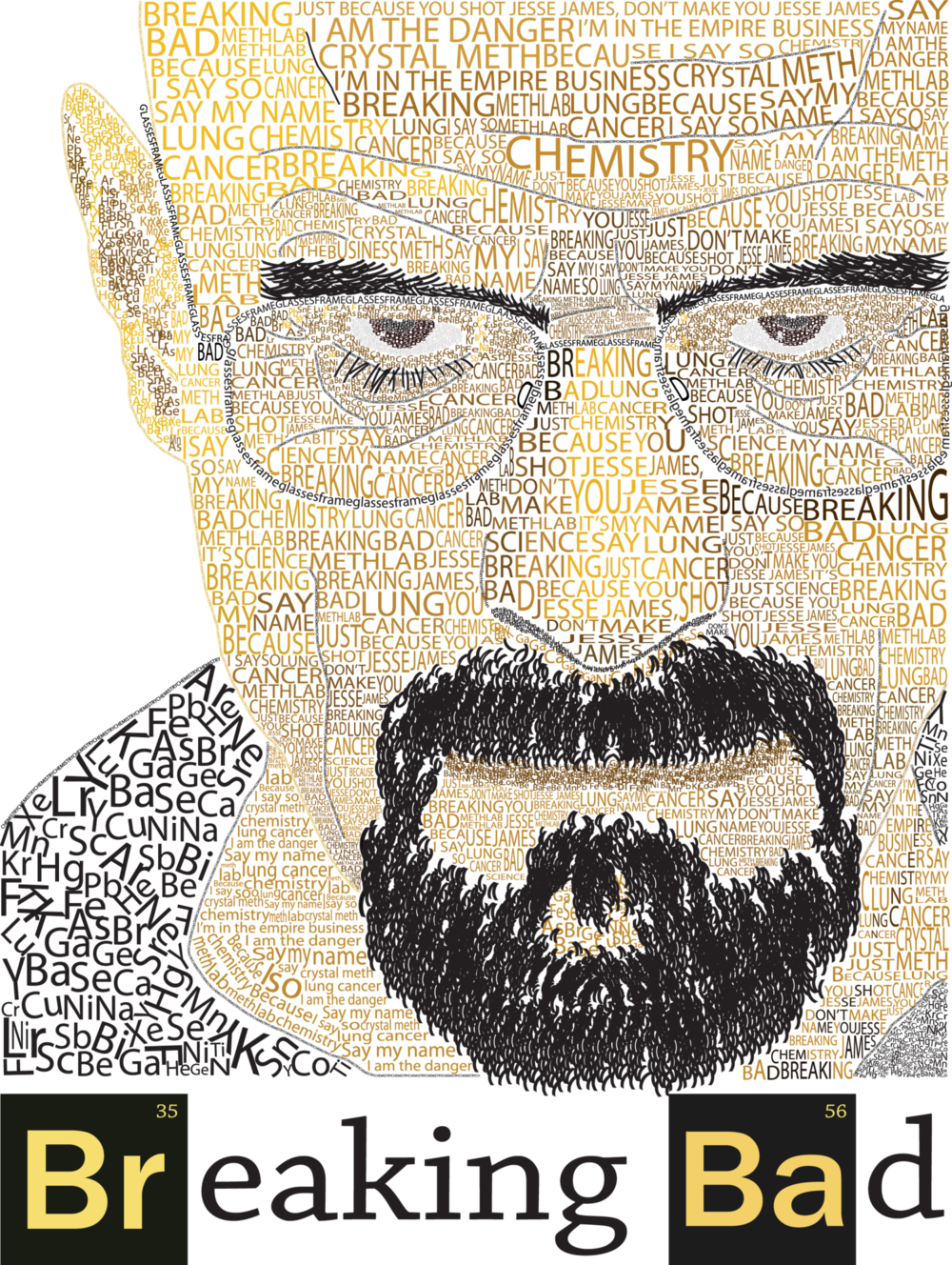 Breaking Bad Text Art Poster PNG image