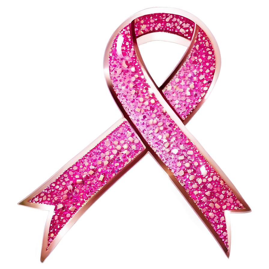 Breast Cancer Ribbon With Glitter Png Uwf82 PNG image