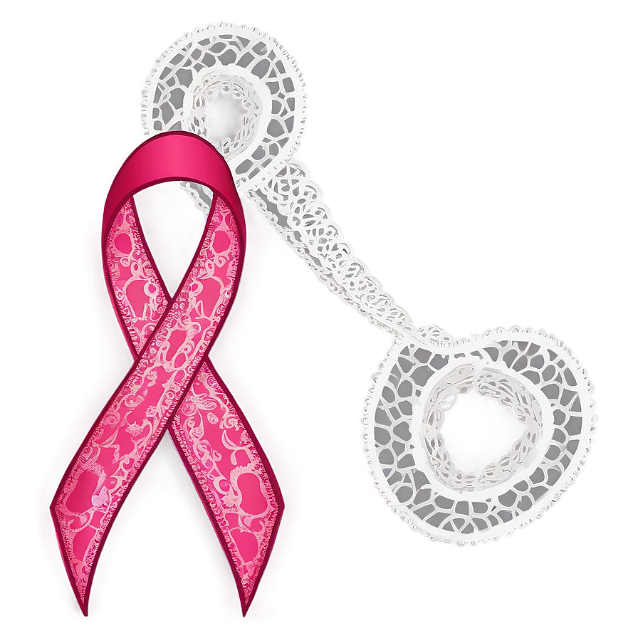 Breast Cancer Ribbon With Lace Png 78 PNG image