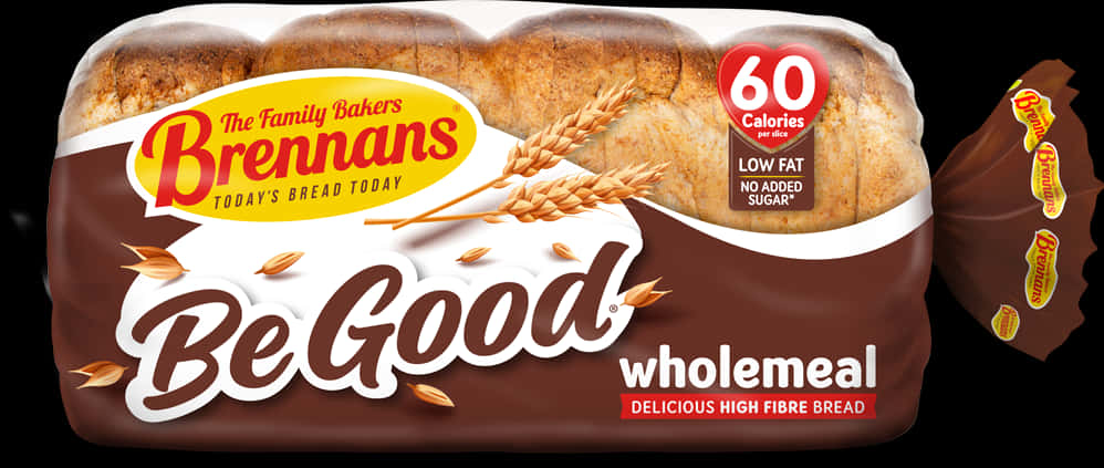 Brennans Be Good Wholemeal Bread Packaging PNG image