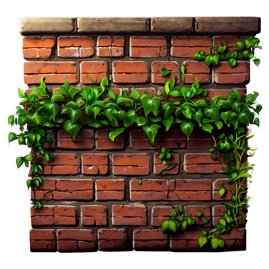 Brick Wall With Vines Png 05242024 PNG image