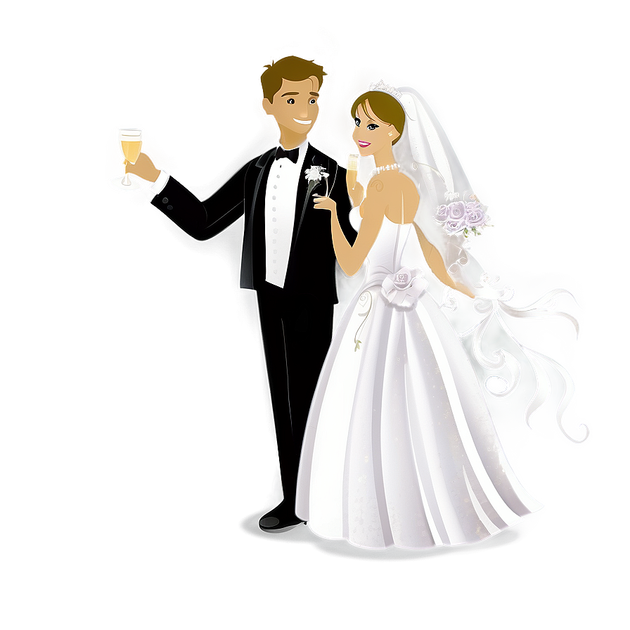 Bride And Groom Champagne Toast Png 1 PNG image