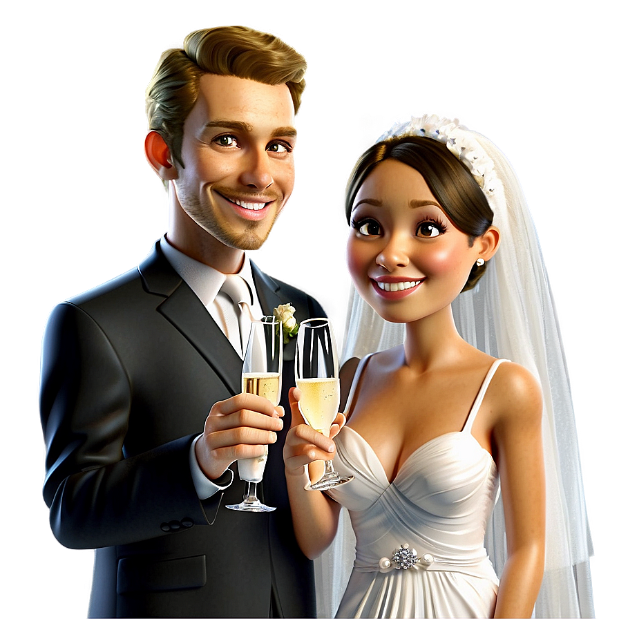 Bride And Groom Champagne Toast Png Vml PNG image