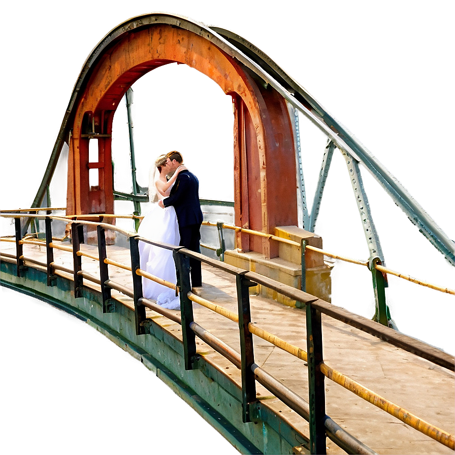 Bride And Groom On Bridge Png 06262024 PNG image