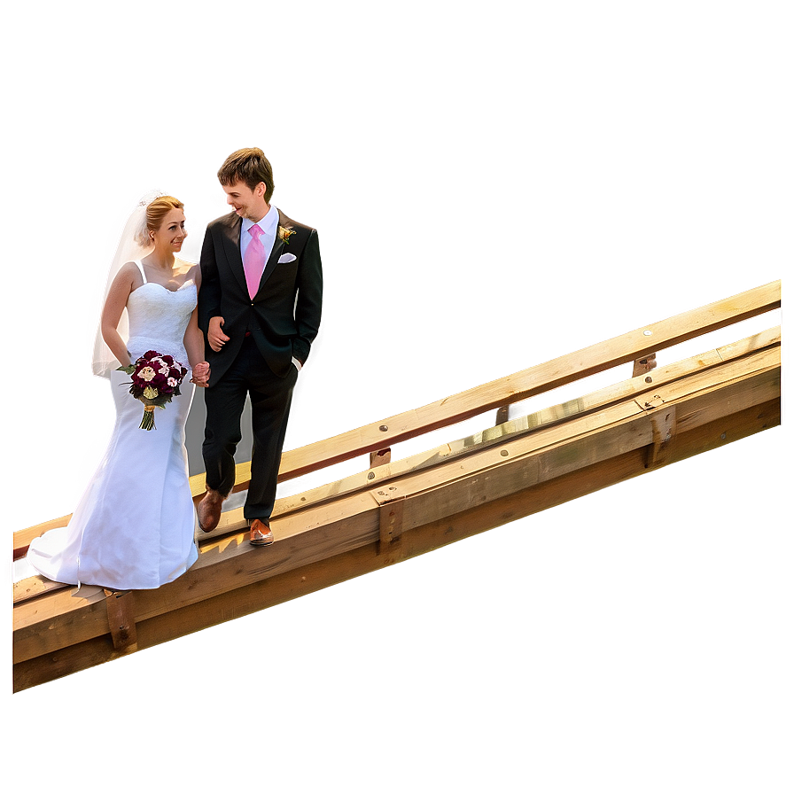 Bride And Groom On Bridge Png 06262024 PNG image