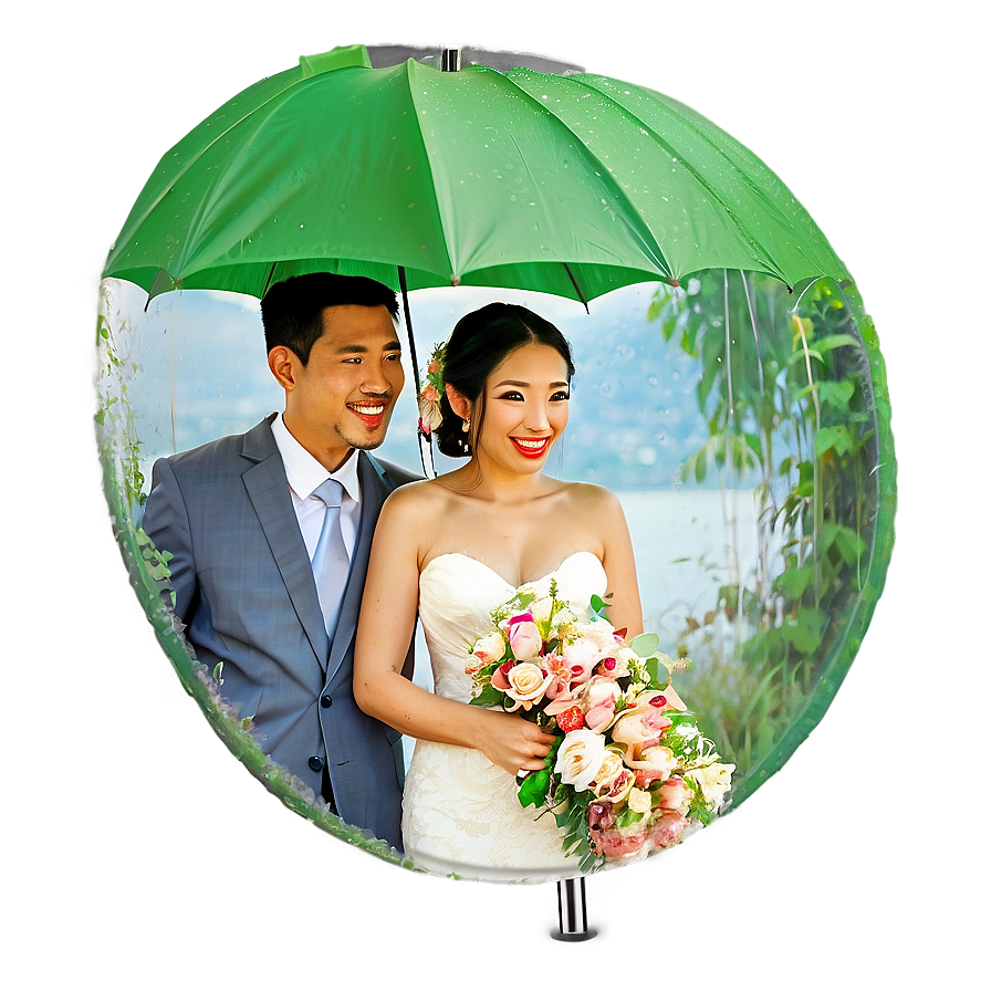 Bride And Groom Under Umbrella Png 06262024 PNG image