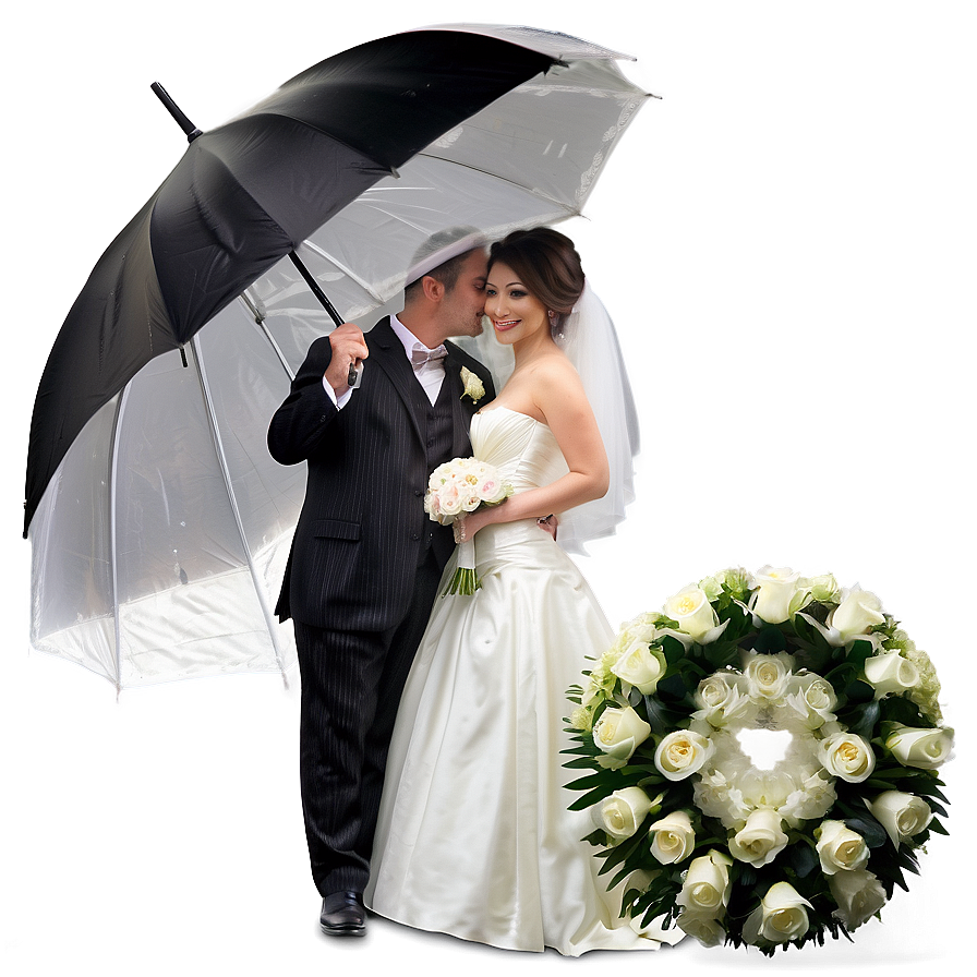 Bride And Groom Under Umbrella Png Tsf10 PNG image